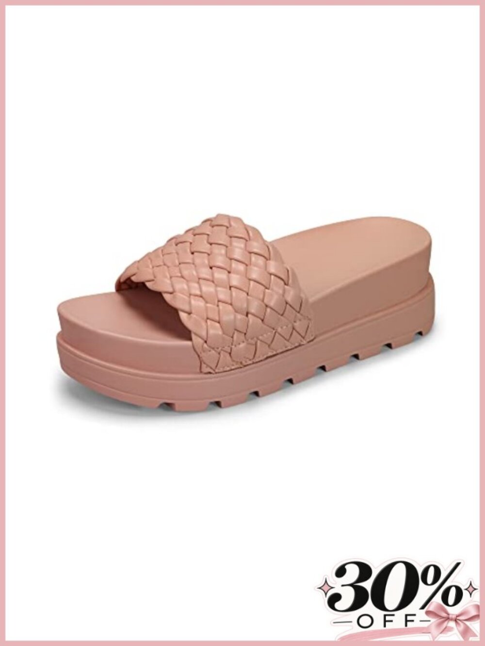 Women's Platform Slide Sandals Braided Strap Open Toe Slip On